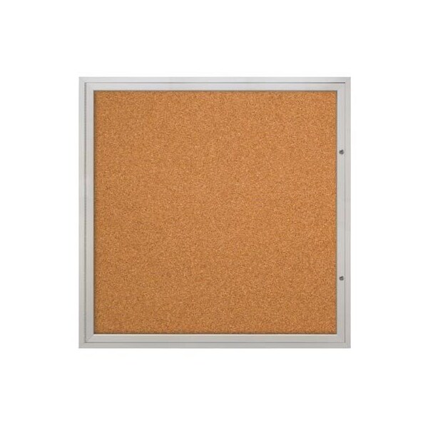 Corkboard, Fabric, 1 Door, Satin/Prl, 48x48"